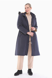 Meghan Fur Coat - Navy Blue